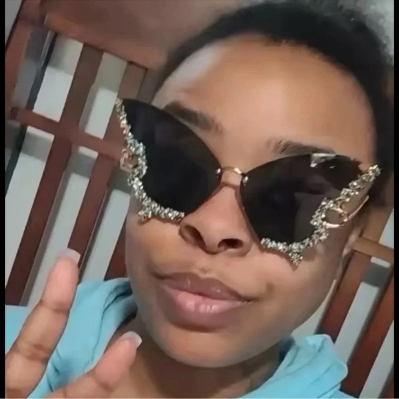 Butterfly Navy Blue Crystal Sunglasses - Picture 9 of 14